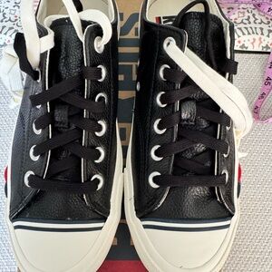 Black and White Leather Sneakers